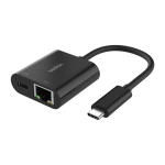Belkin Connect USB-C to Ethernet + Charge Adapter 100W w/Gigabit Ethernet Port and USB-C Port - [10/100/1000] Mbps for Fast Internet Connection - Compatible with iPhone 16, 15, Galaxy S24 & More