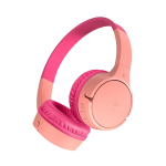 Belkin SoundForm Mini Kids Wireless Headphones with Built-In Microphone, 30H of Playback Time, & Fun Stickers - Over-Ear Headsets for Online Learning, School, Travel, iPhone, iPad, Galaxy - Pink