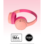 Belkin SoundForm Mini Kids Wireless Headphones with Built-In Microphone, 30H of Playback Time, & Fun Stickers - Over-Ear Headsets for Online Learning, School, Travel, iPhone, iPad, Galaxy - Pink - Image 2
