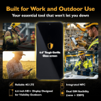 JCB Toughphone E10 Rugged Smartphone SIM Free – Black - Image 3
