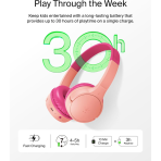 Belkin SoundForm Mini Kids Wireless Headphones with Built-In Microphone, 30H of Playback Time, & Fun Stickers - Over-Ear Headsets for Online Learning, School, Travel, iPhone, iPad, Galaxy - Pink - Image 4