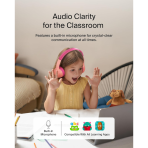 Belkin SoundForm Mini Kids Wireless Headphones with Built-In Microphone, 30H of Playback Time, & Fun Stickers - Over-Ear Headsets for Online Learning, School, Travel, iPhone, iPad, Galaxy - Pink - Image 6