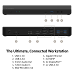Belkin Triple Display DisplayLink Docking Station Hub with 3 HDMI Ports, 2 DisplayPorts, for Triple 4K Display with 85W Power Delivery, Gigabit Ethernet, 3.5mm Mic/Speaker, 1 USB C and 5 USB A Ports - Image 7